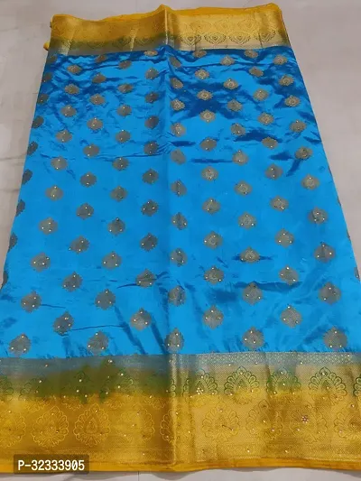 Stylish Blue Art Silk Printed Saree with Blouse piece For Women-thumb2