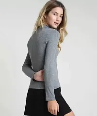 Casual Regular Sleeves Solid Women Grey Top-thumb1