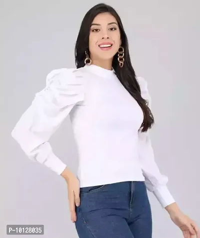 Classic Cotton Blend Solid Crop Top for Women-thumb3