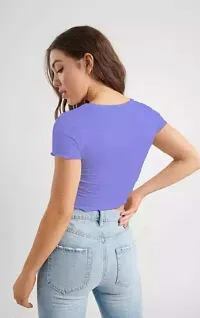 Classic Cotton Blend Solid Crop Top for Women-thumb1