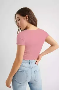 Classic Cotton Blend Solid Crop Top for Women-thumb1