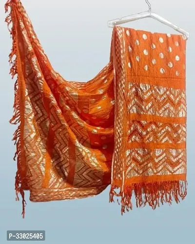 Elite Orange Art Silk Zari Dupatta For Women-thumb0