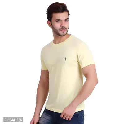 T.T. Men Solid Cotton Round Neck Tshirt Lemon-thumb5