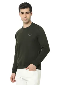 HiFlyers Men's Fleece Round Neck Sweatshirt (HFW048_OLV_L_Olive_L)-thumb1