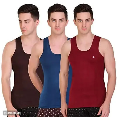 T.T. Men Solid Pack of 3 Dyed Vest Assorted(TIT_Dyed_RN_PO3_BTM_75)-thumb0