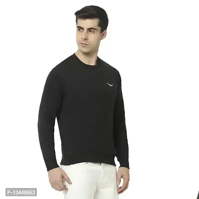 HiFlyers Men's Fleece Round Neck Sweatshirt (HFW048_BLK_XL_Black_XL)-thumb3