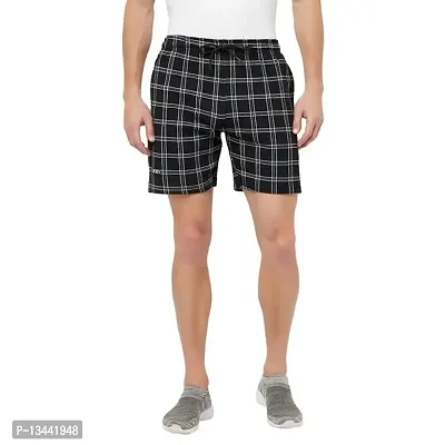 T.T. Men Cool Check Shorts Pack of 1 Black