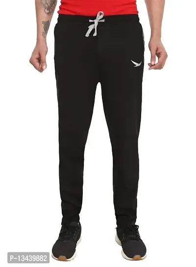 HiFlyers Men's Cotton Regular Fit Track Pant (Black, Large)