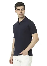 T.T. Men's Solid Sinker Polo Tshirts with Pocket Navy-thumb1