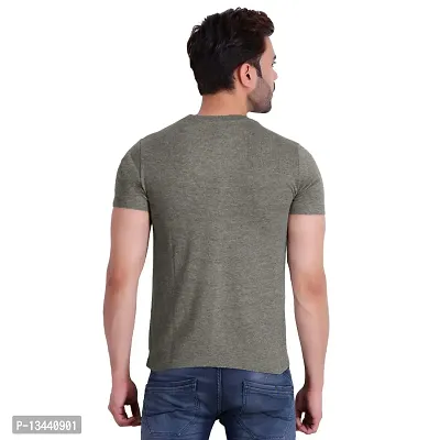 T.T. Men Solid Cotton Round Neck Tshirt Anthra Melange-thumb4