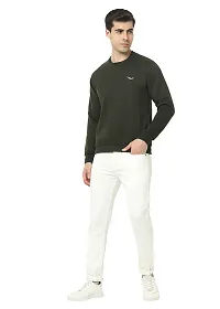 HiFlyers Men's Fleece Round Neck Sweatshirt (HFW048_OLV_L_Olive_L)-thumb4
