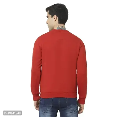 HiFlyers Men's Fleece Round Neck Sweatshirt (HFW048_RED_L_Red_L)-thumb4