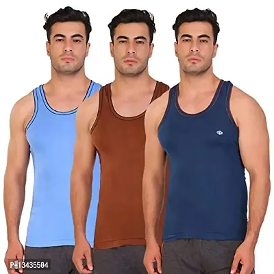 T.T. Men Solid Caption Dyed Vest Pack of 3-thumb0