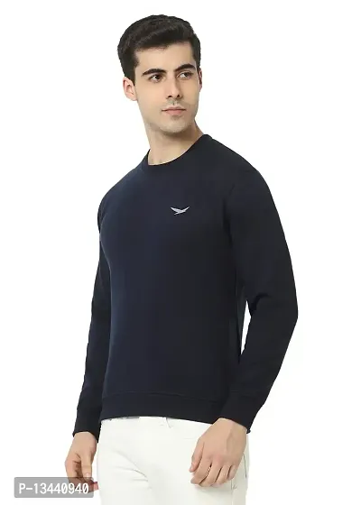HiFlyers Men's Fleece Round Neck Sweatshirt (HFW048_NVY_M_Navy_M)-thumb2