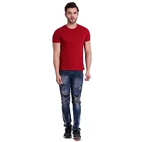 T.T. Men Solid Cotton Round Neck Tshirt Maroon-thumb2