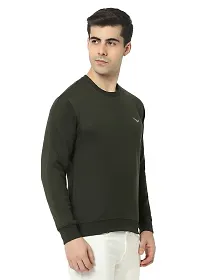 HiFlyers Men's Fleece Round Neck Sweatshirt (HFW048_OLV_L_Olive_L)-thumb2