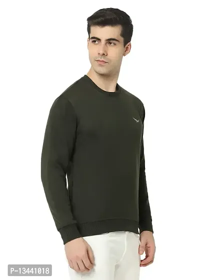 HiFlyers Men's Fleece Round Neck Sweatshirt (HFW048_OLV_L_Olive_L)-thumb3