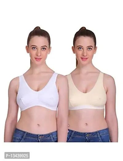 T.T. Women Bra White Beige Pack of 2-thumb0