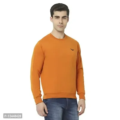 HiFlyers Men's Fleece Round Neck Sweatshirt (HFW048_ORG_L_Orange_L)-thumb3
