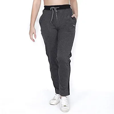 HiFlyers Women's Regular Fit Cotton Trackpants (HF04_AML_XXL_Charcoal Grey, Anthra Melange_2XL)