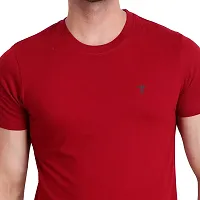 T.T. Men Solid Cotton Round Neck Tshirt Maroon-thumb1