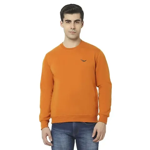 Hiflyers Mens Slim Fit Solid Cotton Fleece Sweatshirt