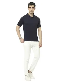 T.T. Men's Solid Sinker Polo Tshirts with Pocket Navy-thumb3