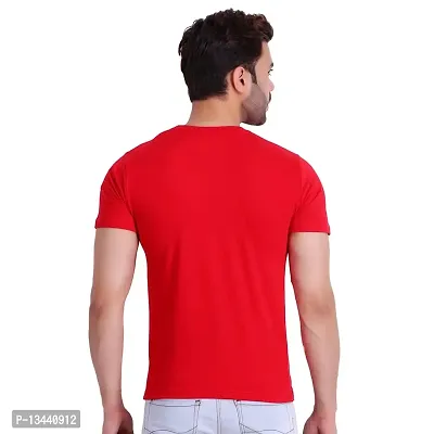 T.T. Men Solid Cotton Round Neck Tshirt Red-thumb3