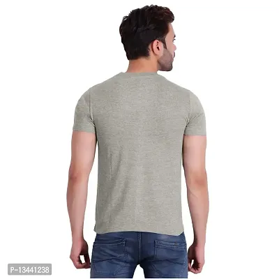 T.T. Men Solid Cotton Round Neck Tshirt Grey Melange-thumb5