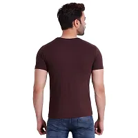 T.T. Men Solid Cotton Round Neck Tshirt Brown-thumb4