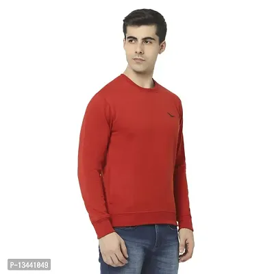 HiFlyers Men's Fleece Round Neck Sweatshirt (HFW048_RED_L_Red_L)-thumb3