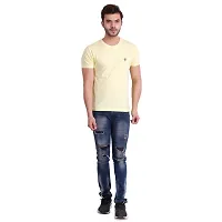 T.T. Men Solid Cotton Round Neck Tshirt Lemon-thumb3