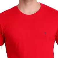 T.T. Men Solid Cotton Round Neck Tshirt Red-thumb3