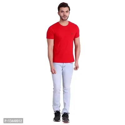 T.T. Men Solid Cotton Round Neck Tshirt Red-thumb5