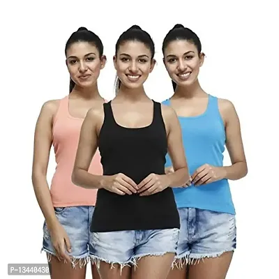 T.T. Womens Desire Cotton Spandex Rib Racer Vest Pack of 3-thumb0