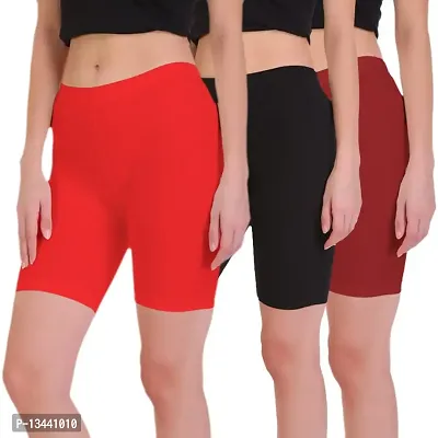 T.T. Women 100% Cotton Multipurpose Shorts Pack of 3