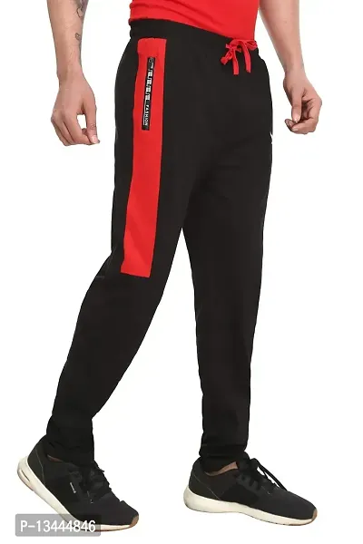 HiFlyers Men's Regular Fit Trackpants Black red(TS128_BR_XXL)-thumb2