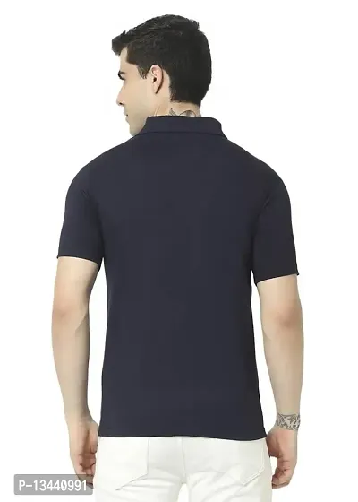 T.T. Men's Solid Sinker Polo Tshirts with Pocket Navy-thumb3