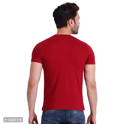 T.T. Men Solid Cotton Round Neck Tshirt Maroon-thumb5