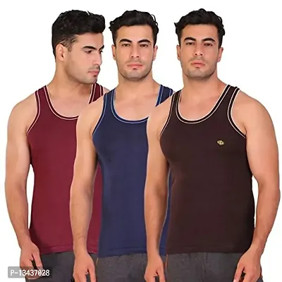 T.T. Men Solid Caption Dyed Vest Pack of 3-thumb0