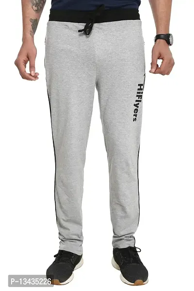 HiFlyers Men's Regular Fit Cotton Trackpants (TS128_GM_XXL_Grey_2XL)