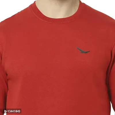 HiFlyers Men's Fleece Round Neck Sweatshirt (HFW048_RED_L_Red_L)-thumb5