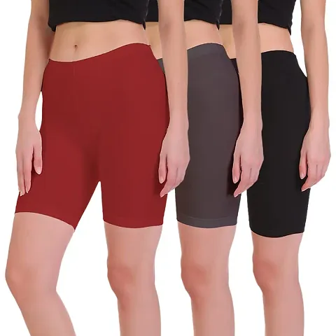 T.T. Women 100% Cotton Multipurpose Shorts Pack of 3