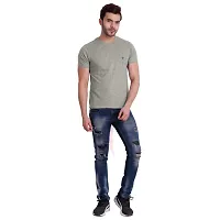 T.T. Men Solid Cotton Round Neck Tshirt Grey Melange-thumb1