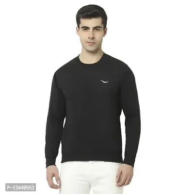 HiFlyers Men's Fleece Round Neck Sweatshirt (HFW048_BLK_XL_Black_XL)