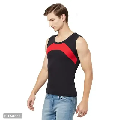 T.T. Men Designer Gym Vest Pack of 2 Black-Red::Navy-Sky-thumb2