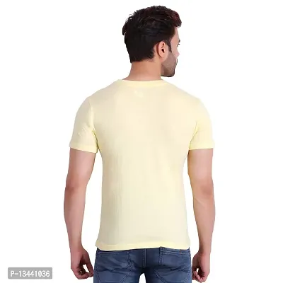 T.T. Men Solid Cotton Round Neck Tshirt Lemon-thumb3