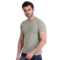 T.T. Men Solid Cotton Round Neck Tshirt Grey Melange-thumb3