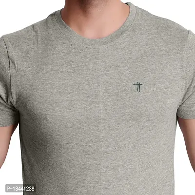 T.T. Men Solid Cotton Round Neck Tshirt Grey Melange-thumb3