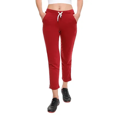 T.T. Women's Slim Fit Cotton Trackpants (COOL-TS011_MRN_L_Grey Melange_L)